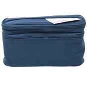 Wholesale - NAVY BLUE DBL ZIP TRAIN CASE COSMETIC BAG, UPC: 760236658108